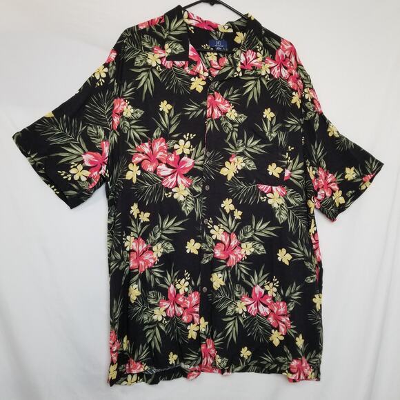 George Men's Tropical Floral Hibiscus Button Down Short Sleeve Shirt Sz 2XL -EUC - Picture 1 of 8